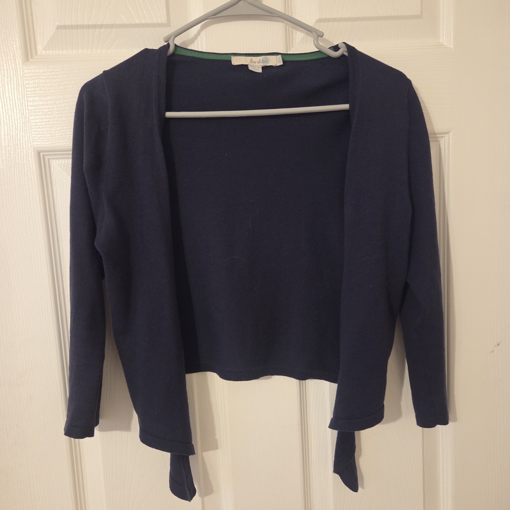 BODEN Navy Blue Women's Crop Cardigan (Ties In Front)